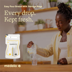 Medela bolsa autosoportada en posición vertical para organizar refrigerador