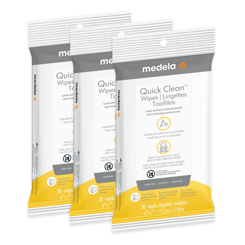 Medela paquete frontal Quick Clean mostrando diseño y accesibilidad