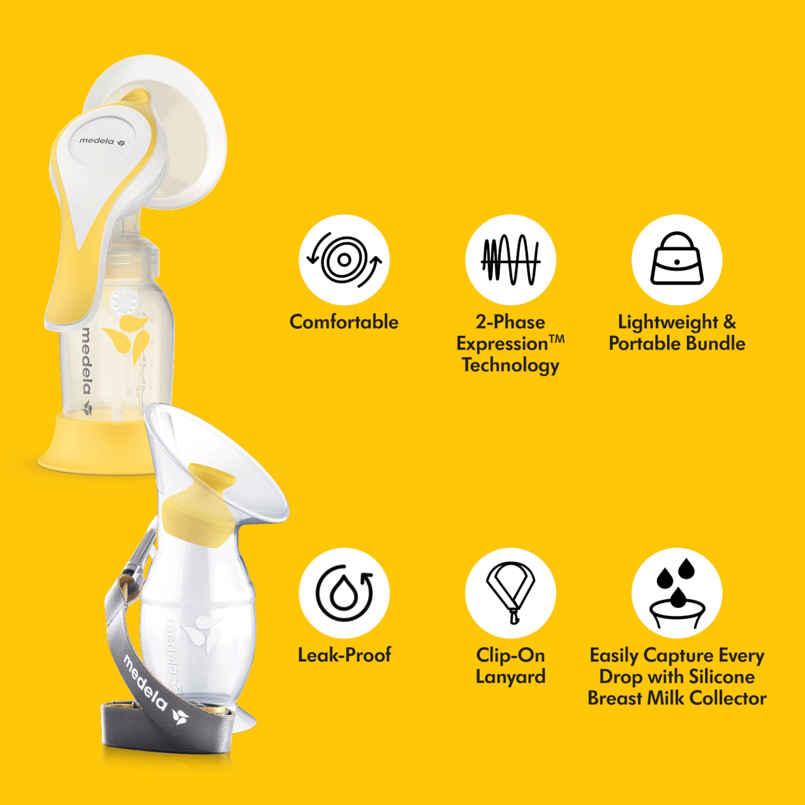 Medela Harmony conectada a botella para extracción rápida y almacenamiento seguro