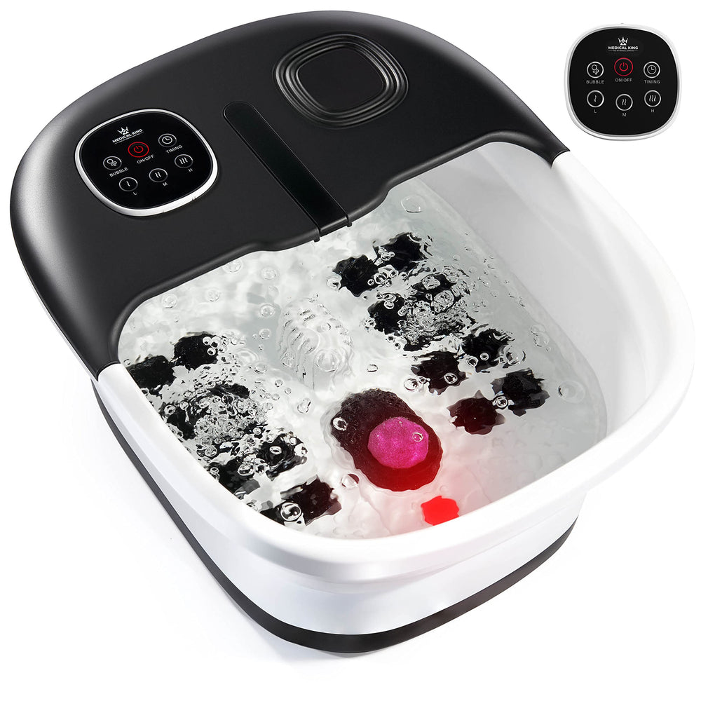 Medical king front view of foot spa showing controls and design benefit comfort