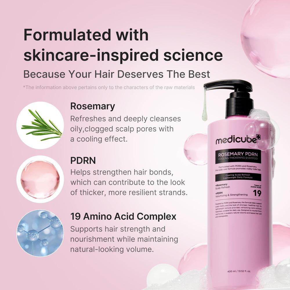 medicube en uso lavando cabello para mayor volumen y frescura