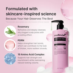 medicube en uso lavando cabello para mayor volumen y frescura