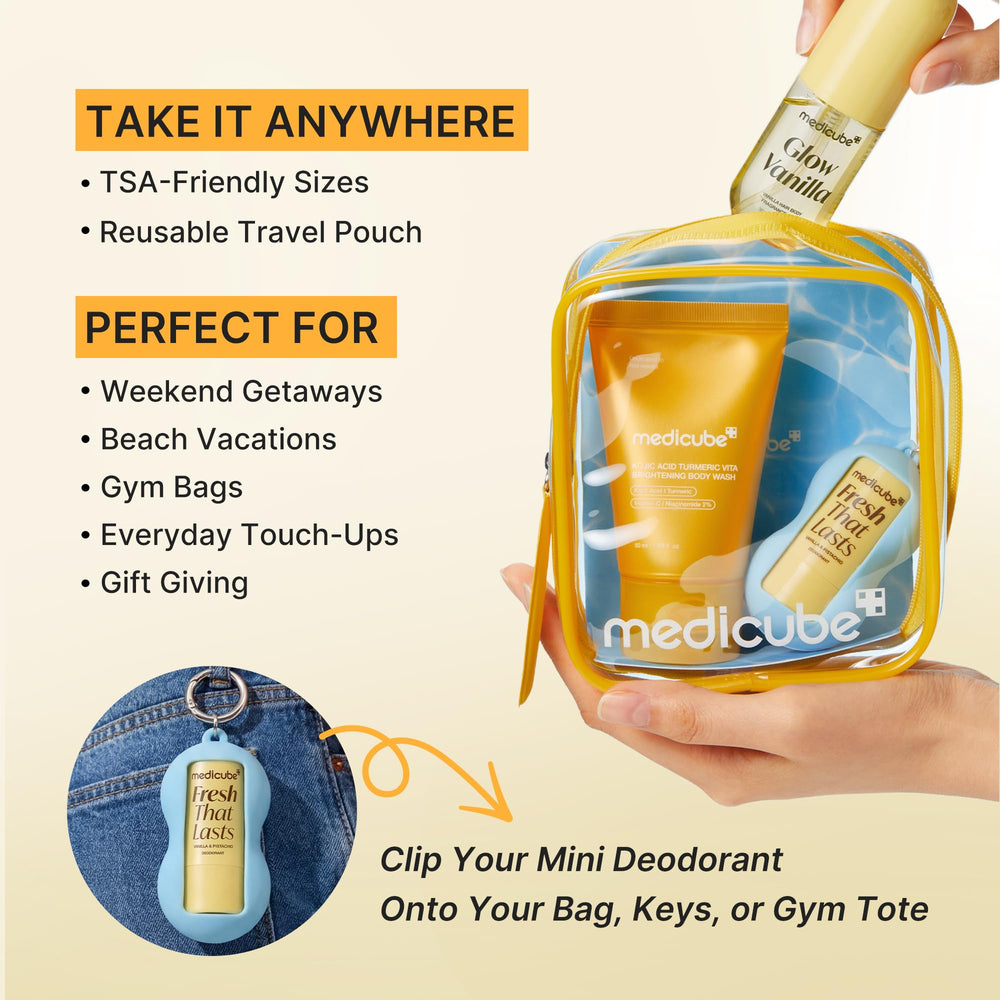 medicube primer plano de la etiqueta con ingredientes clave y beneficios activos