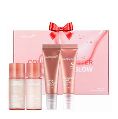 medicube kit frontal mostrando los cuatro mini productos y conveniente tamaño de viaje