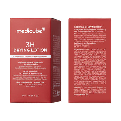medicube envase abierto mostrando el interior y accesorios de aplicación