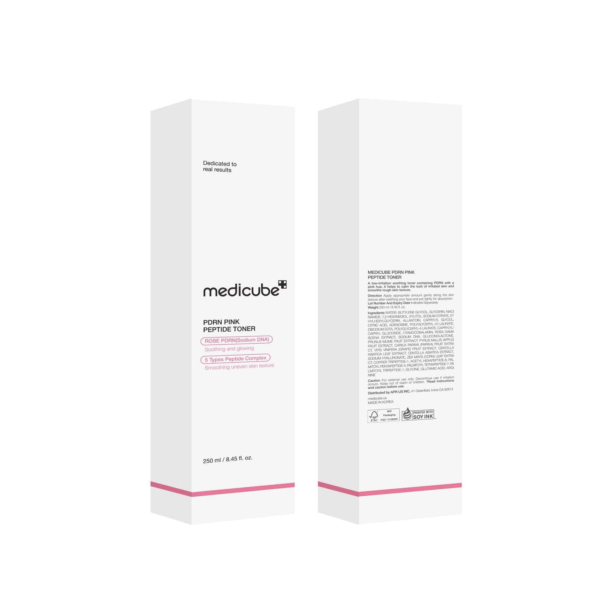medicube tónico PDRN Rose en escena lifestyle mostrando piel luminosa