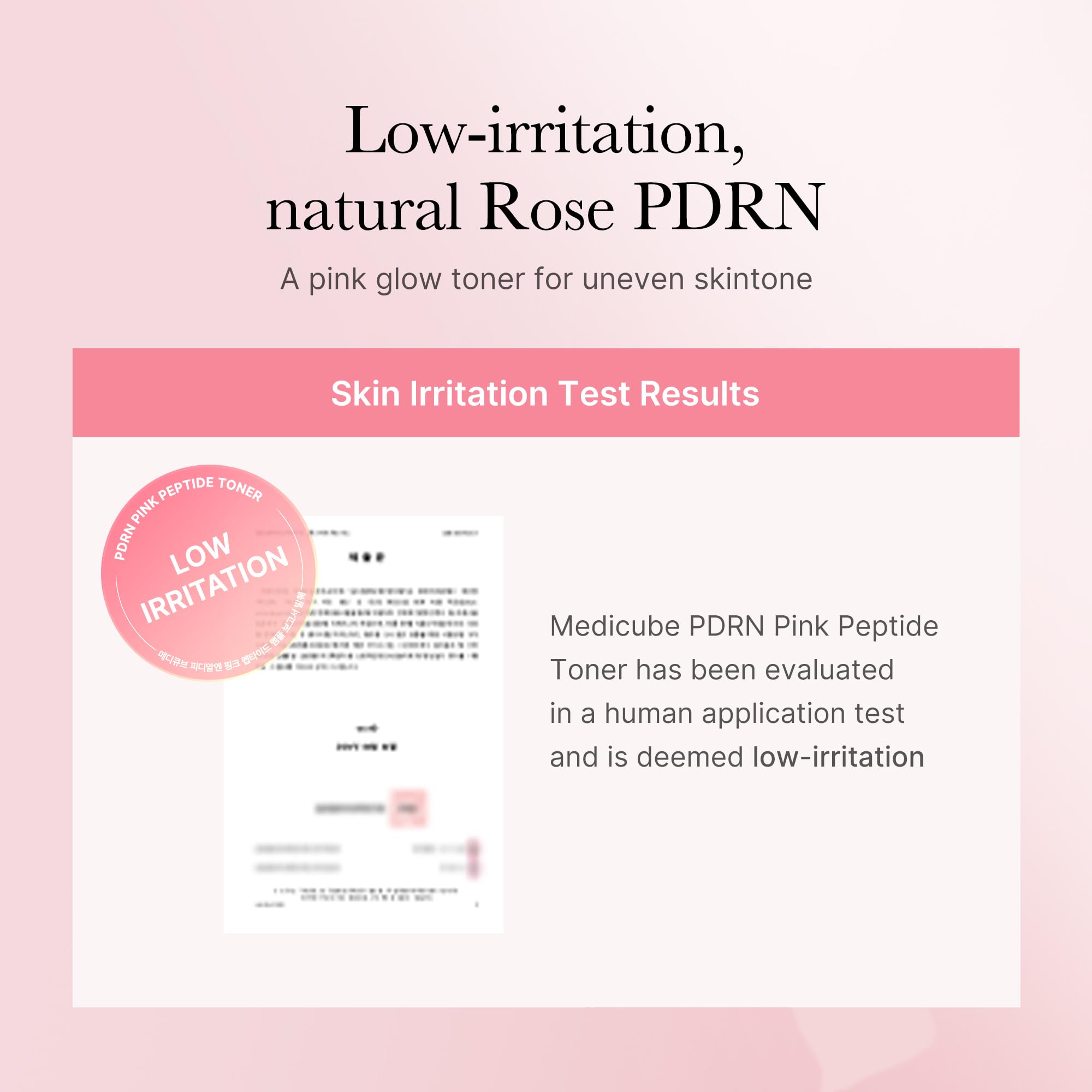 medicube tónico PDRN Rose aplicación en manos para absorber rápido
