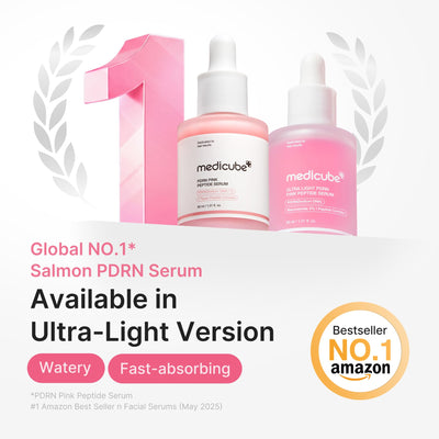 medicube gota de suero en mano demostrando textura ligera e hidratación