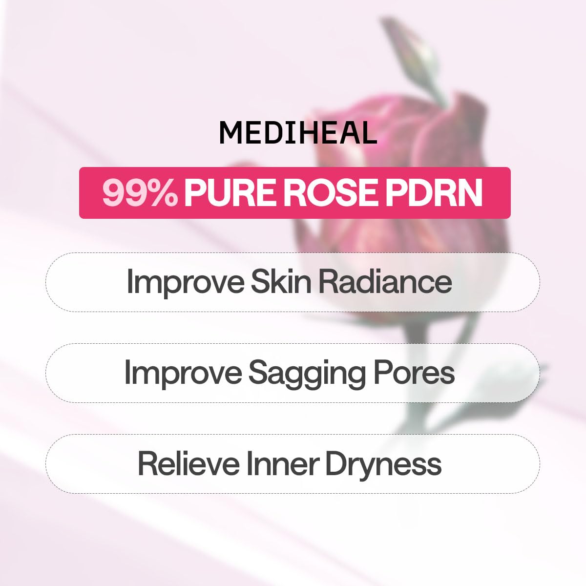 MEDIHEAL hoja abierta mostrando textura de la esencia y absorción rápida