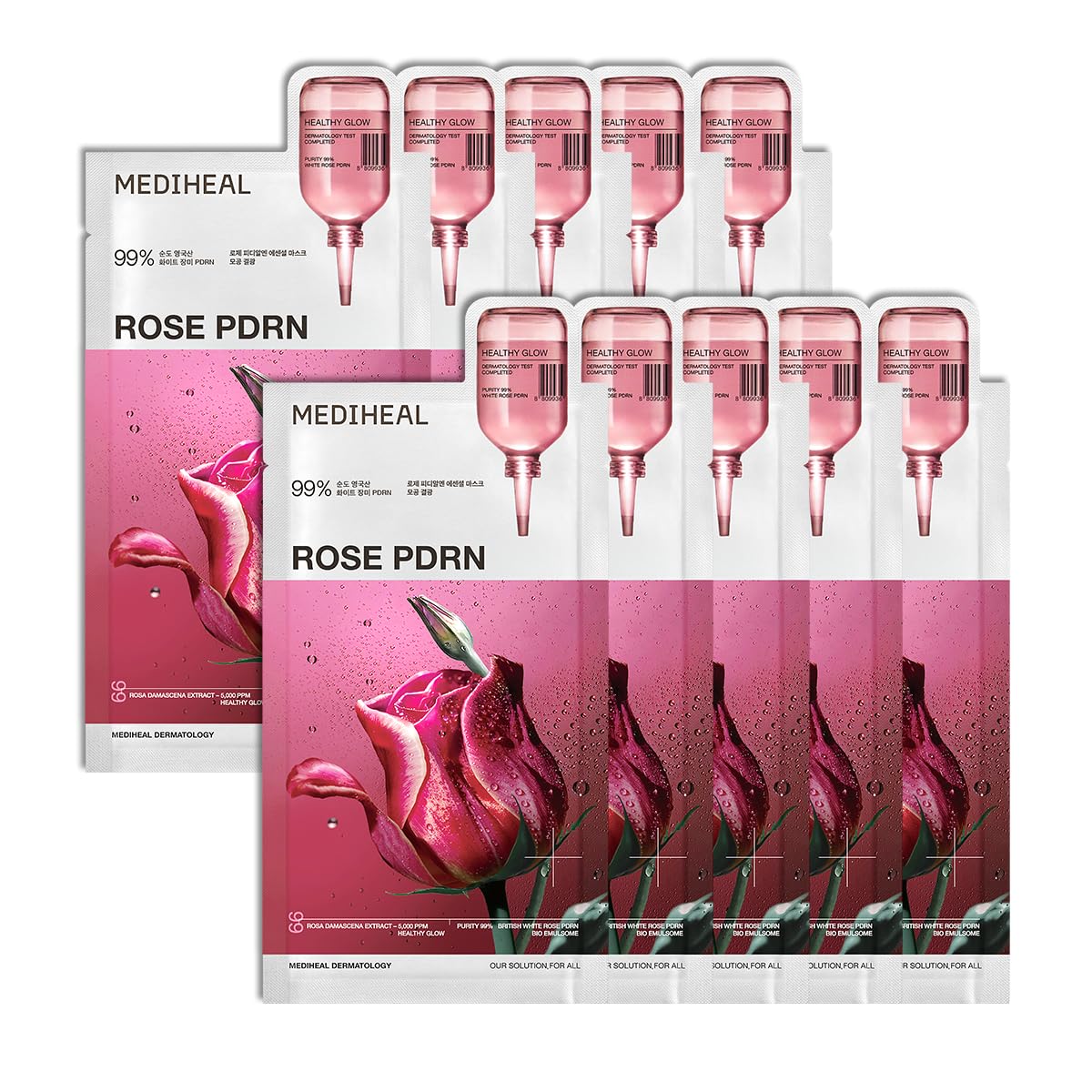 MEDIHEAL envase frontal del pack de 10, presentación clara y beneficios