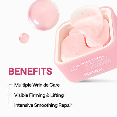 MEDIHEAL parche aplicado en rostro demostrando ajuste y efecto lifting inmediato