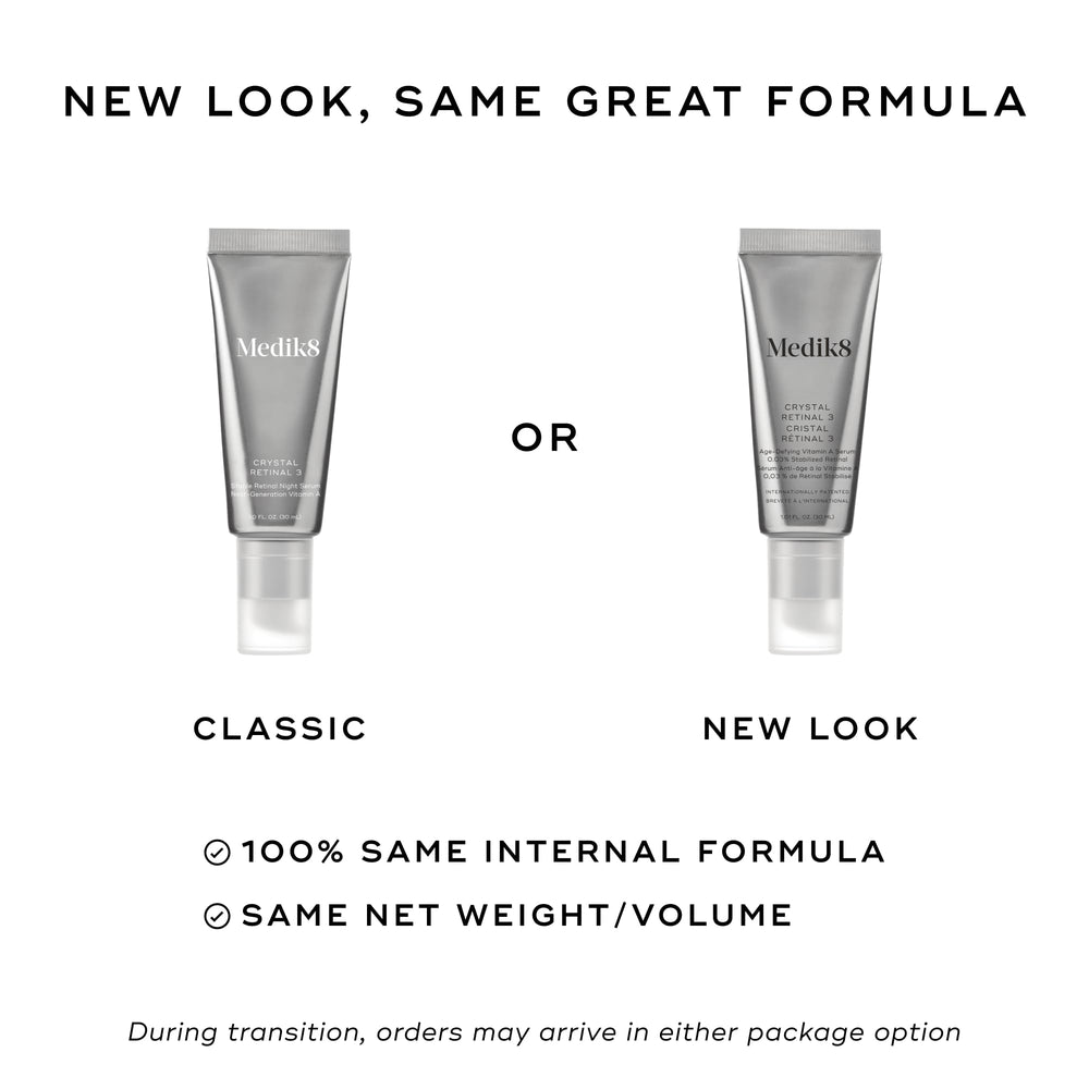 Medik8 Crystal Retinal 3 dropper dispensing serum, illustrating easy application and control