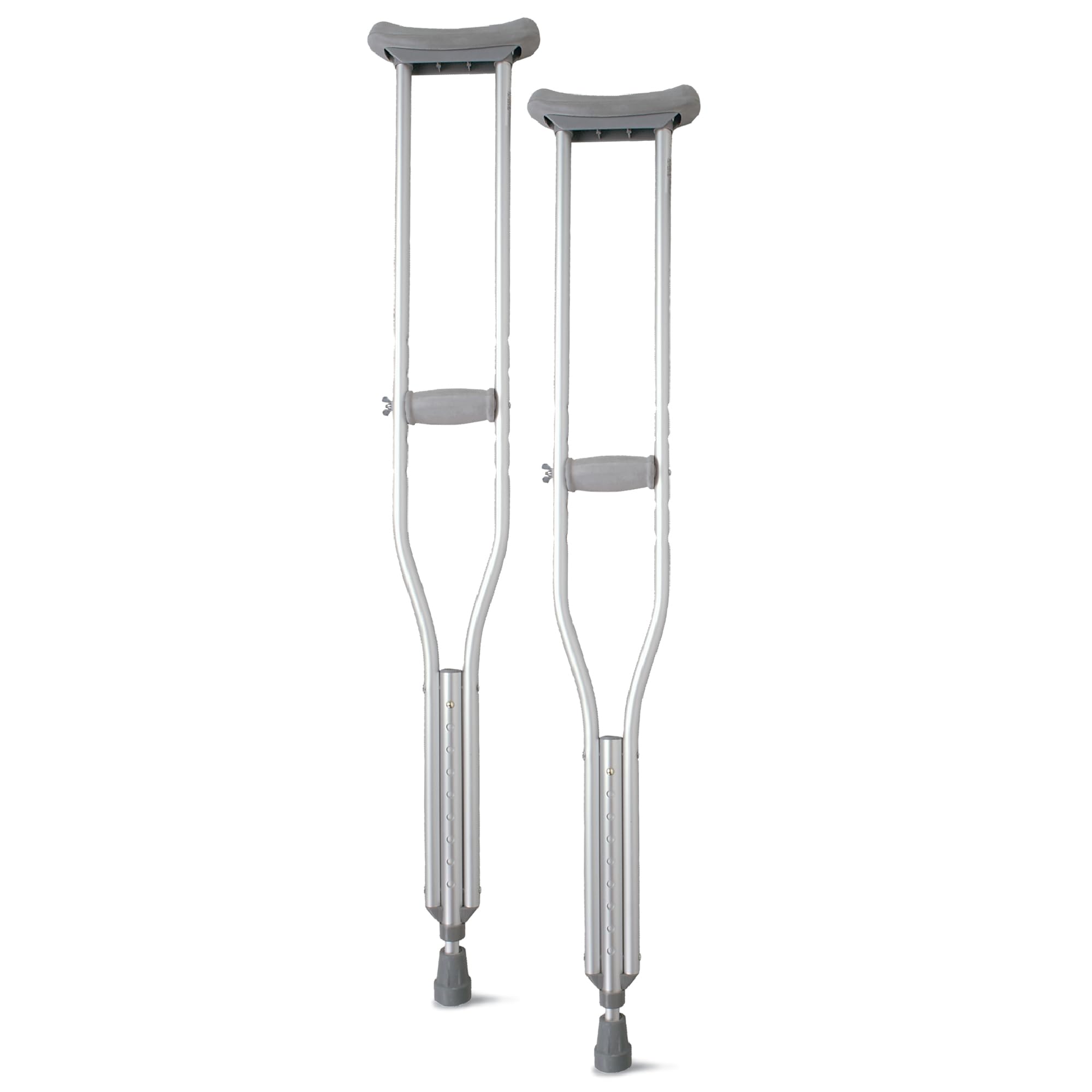 Medline crutches front view showing full pair and portability benefits