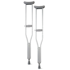 Medline crutches front view showing full pair and portability benefits
