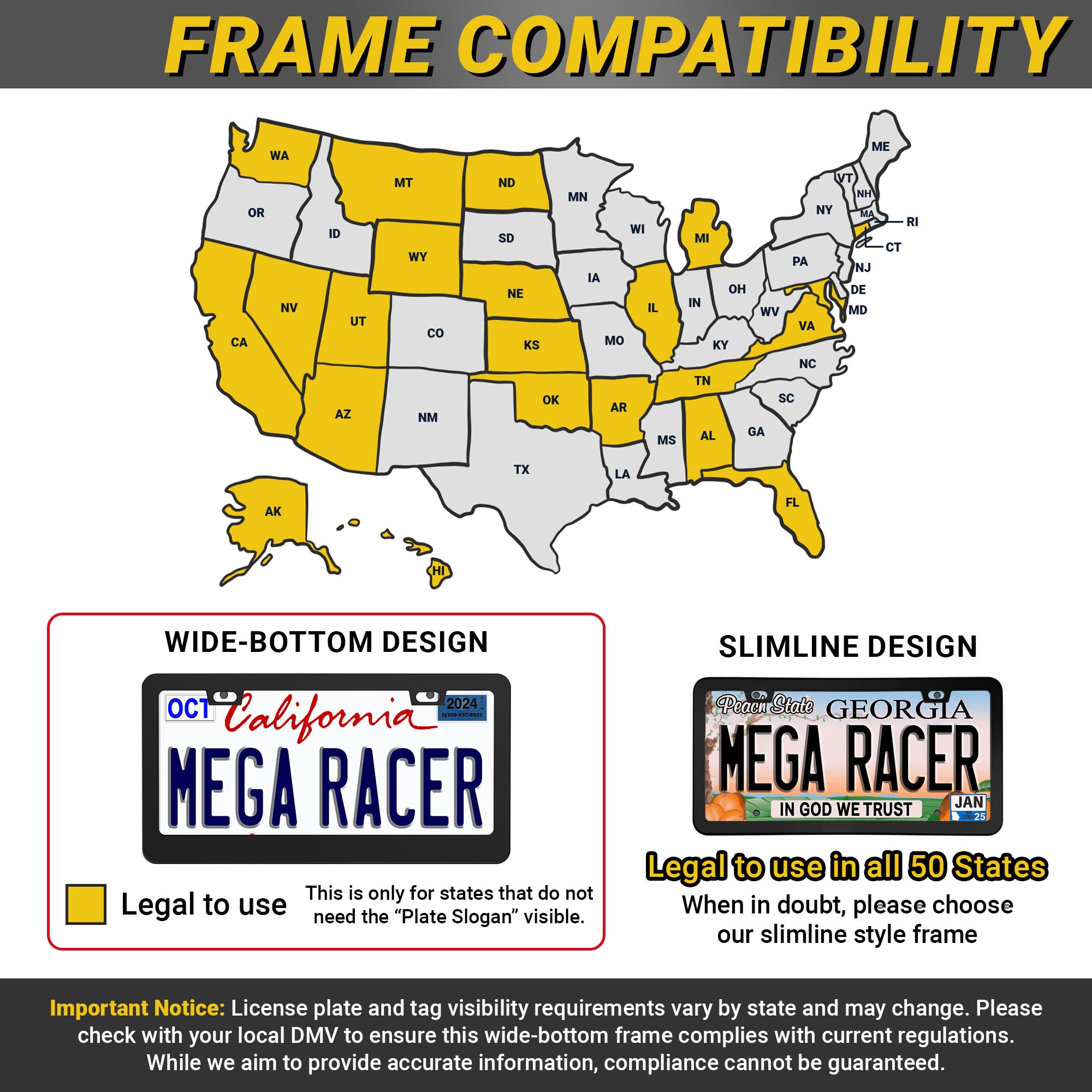 Mega Racer two-piece frame demo showing easy plate insertion and secure closure
