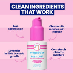 Megababe Bust Dust polvo ultrafino en primer plano que absorbe humedad