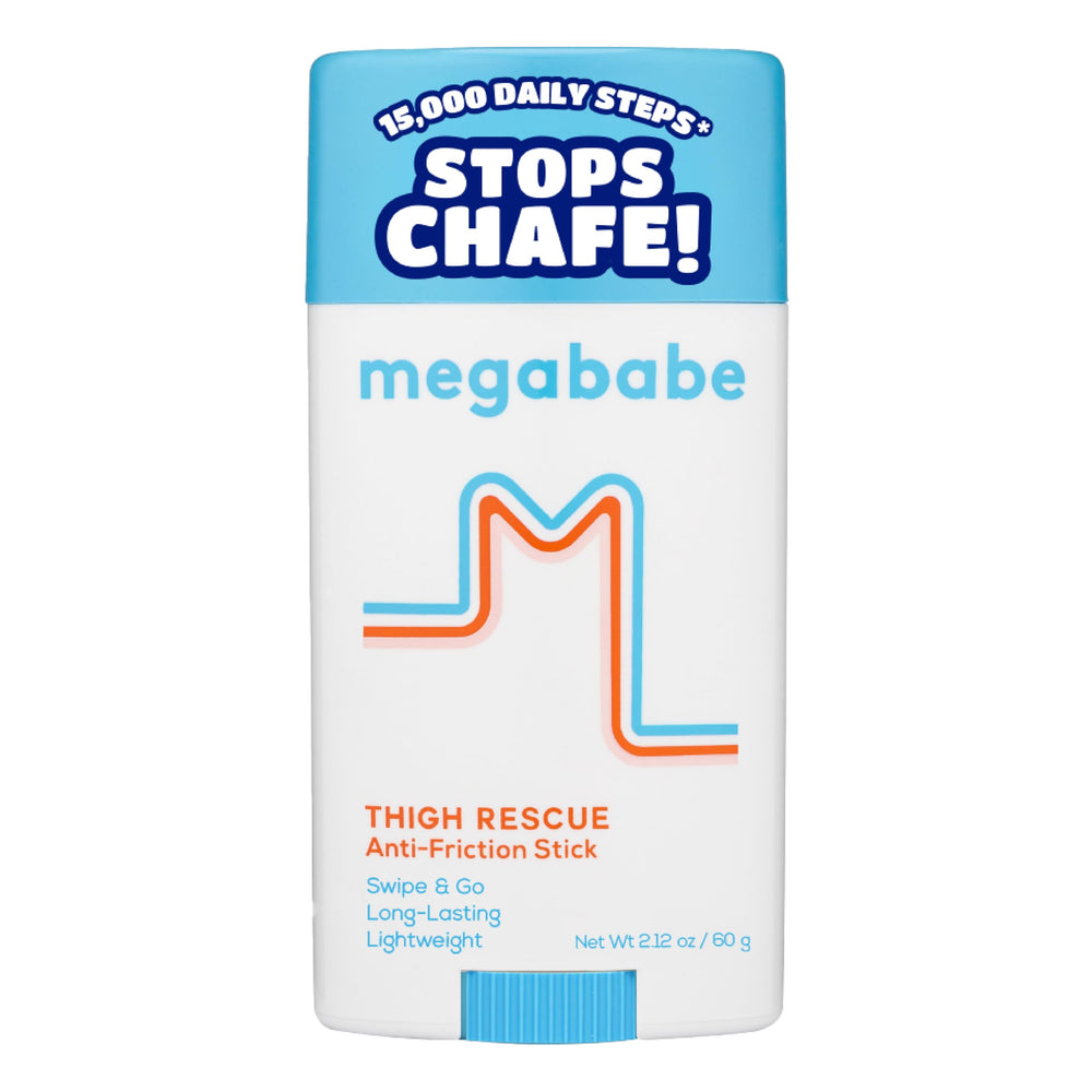 Megababe empaque frontal mostrando el stick y el beneficio antiroce