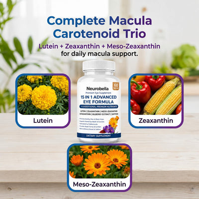 Megacephalus Neurobella mezcla de ingredientes mostrando luteína y azafrán
