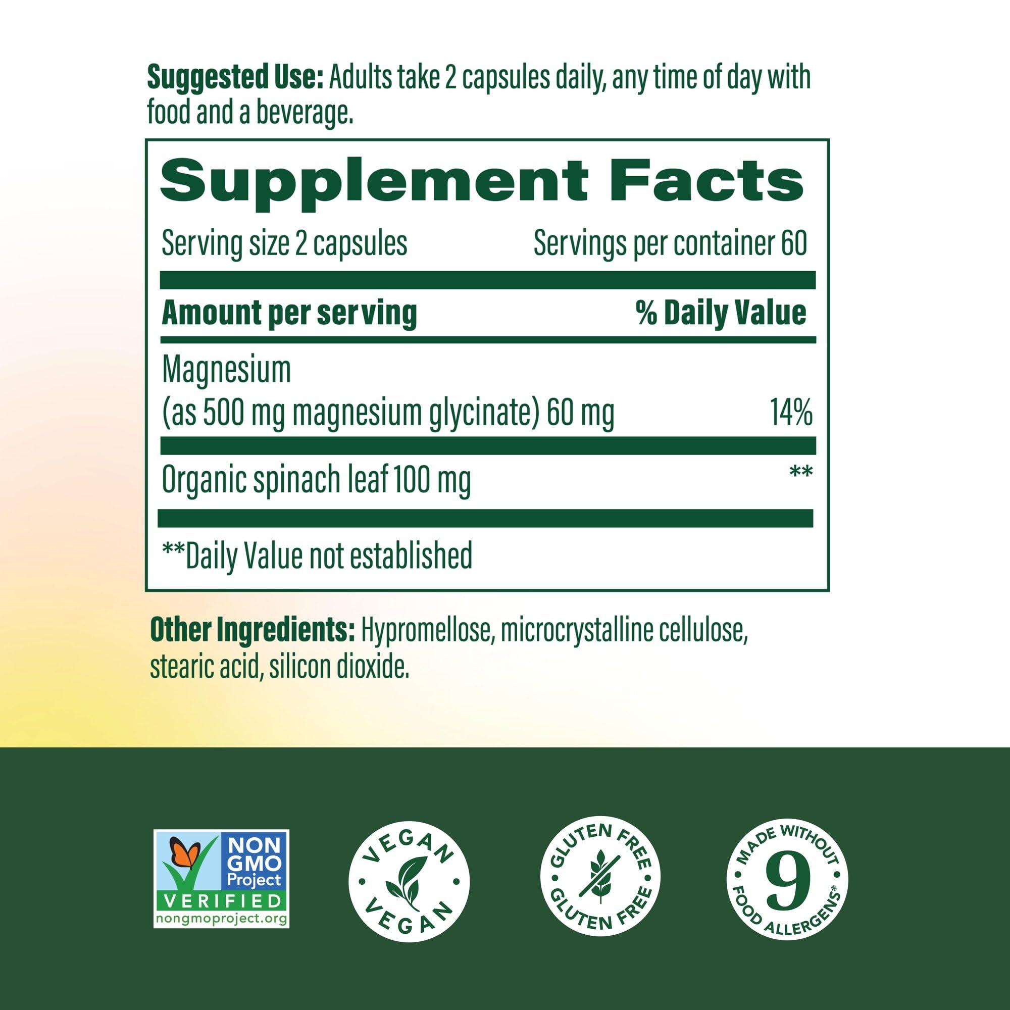 MegaFood etiqueta con información nutricional y dosis recomendada