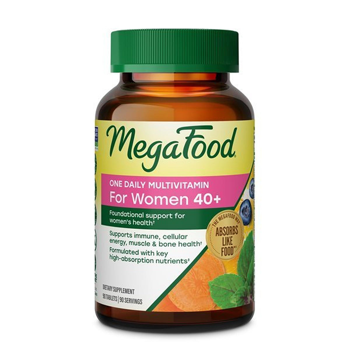MegaFood frente del empaque mostrando 90 tabletas y beneficios diarios