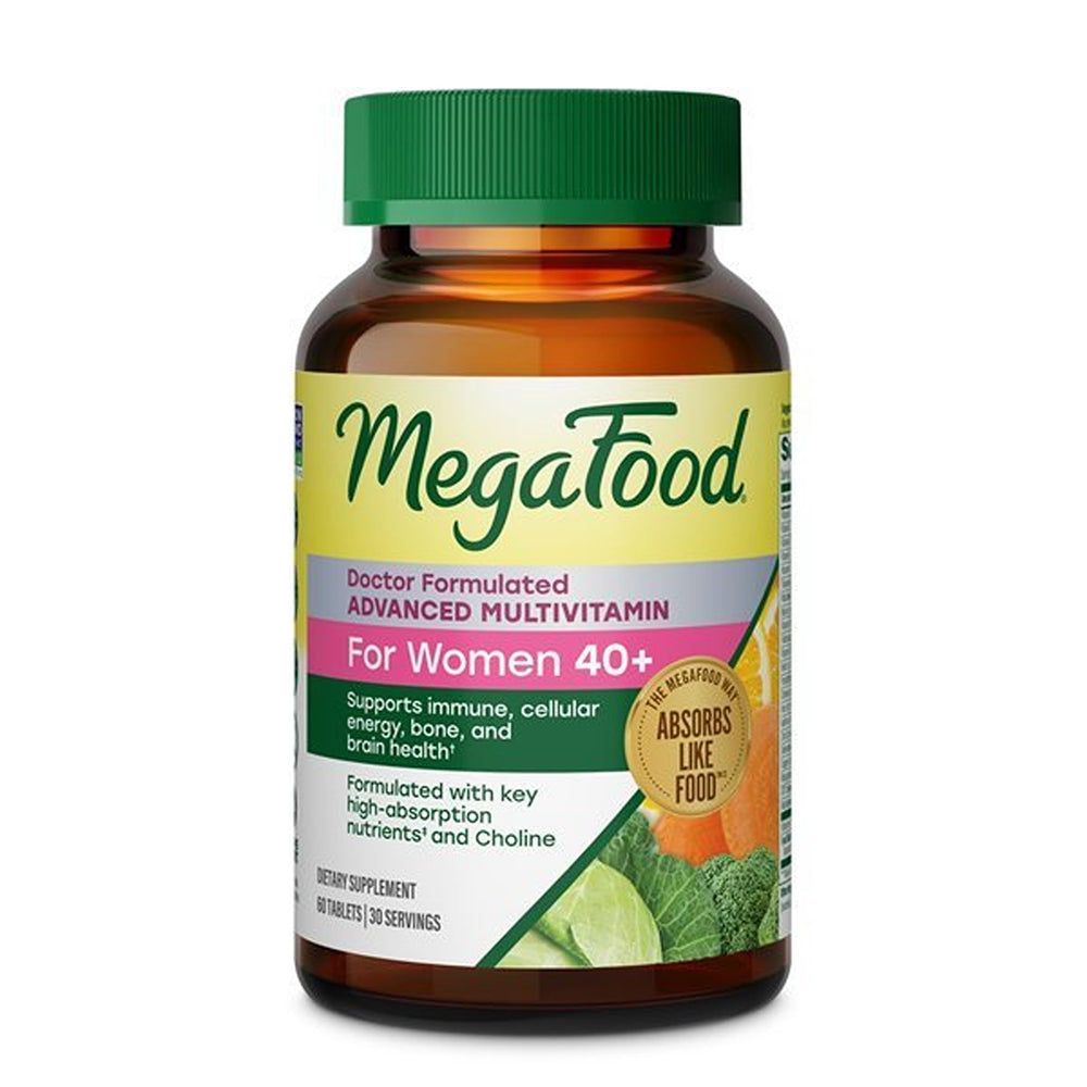 MegaFood front pack showing bottle and label benefits