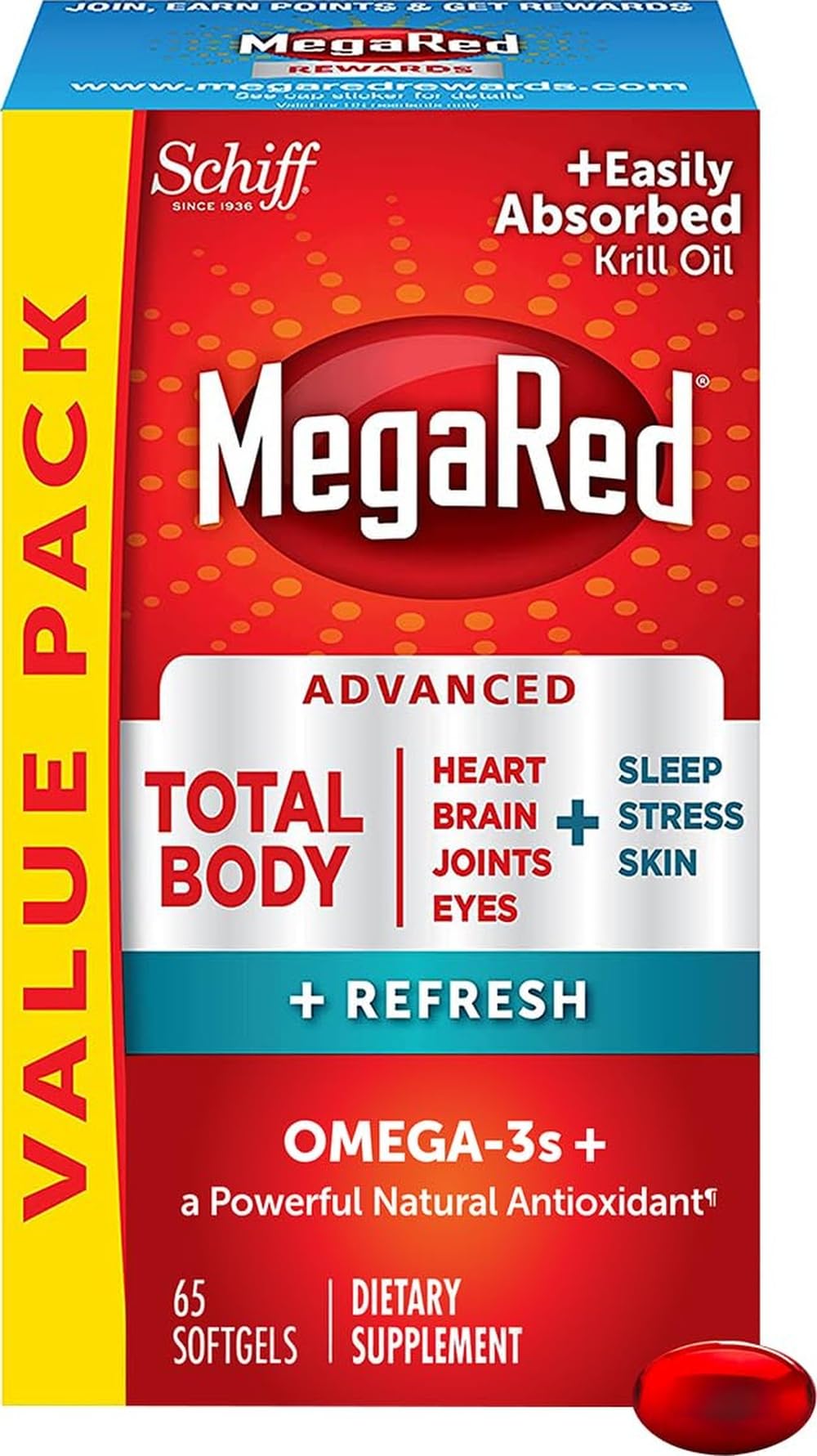 MegaRed frasco 65 cápsulas mostrando presentación y beneficio integral