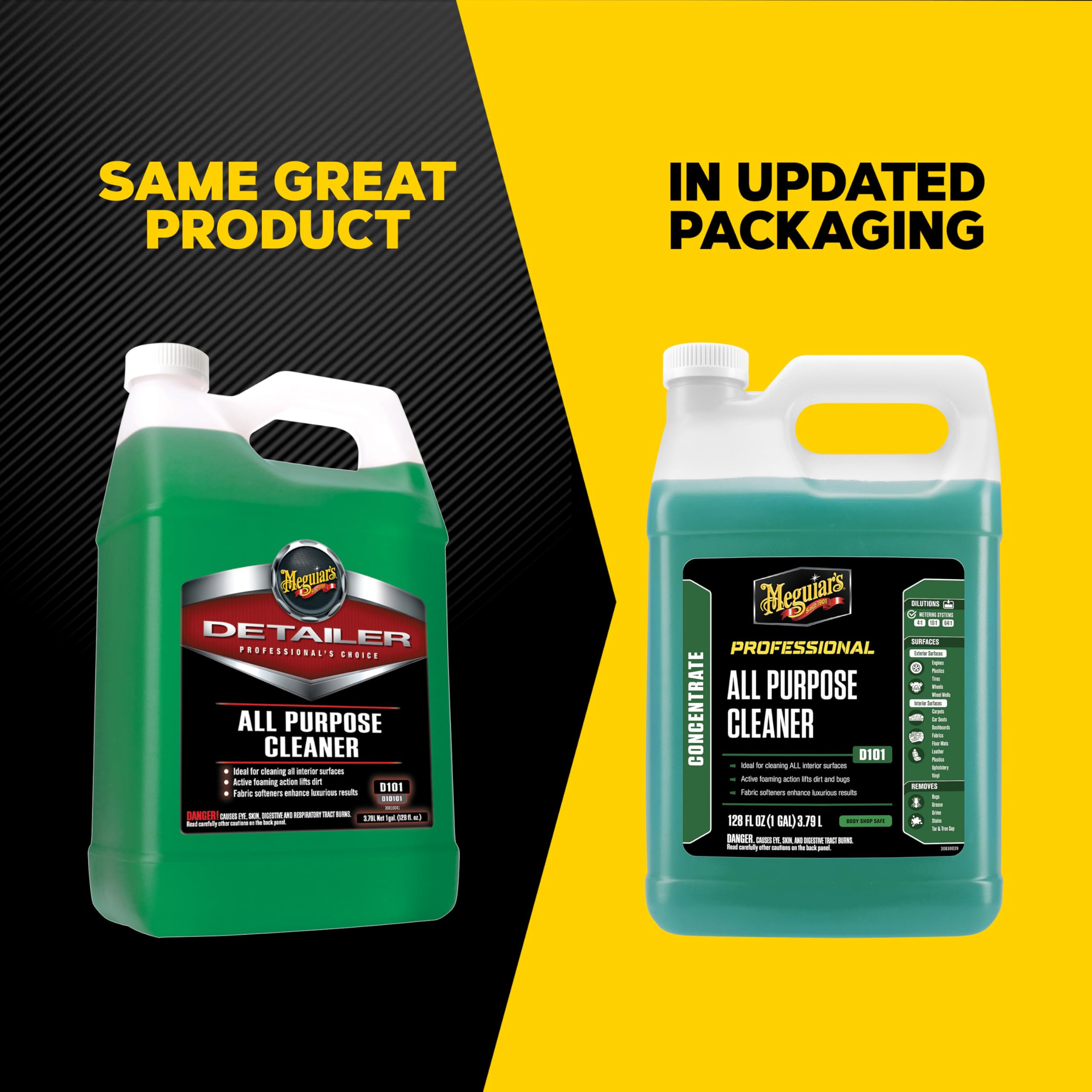Meguiar's detalle de etiqueta con instrucciones y beneficios para uso profesional