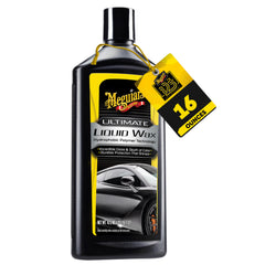 Meguiar's envase frontal 16 oz mostrando etiqueta y diseño, brillo consistente