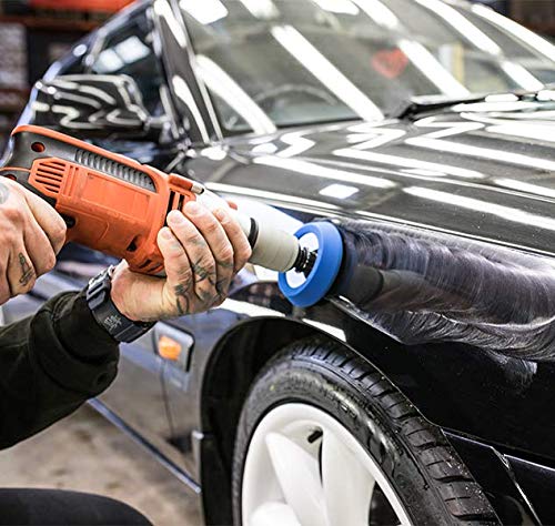Meguiar's pad en uso con taladro eliminando rayones rápidamente
