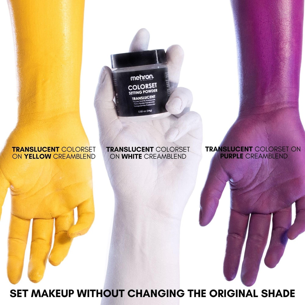 Mehron Makeup polvo usado sobre pintura corporal para mayor resistencia