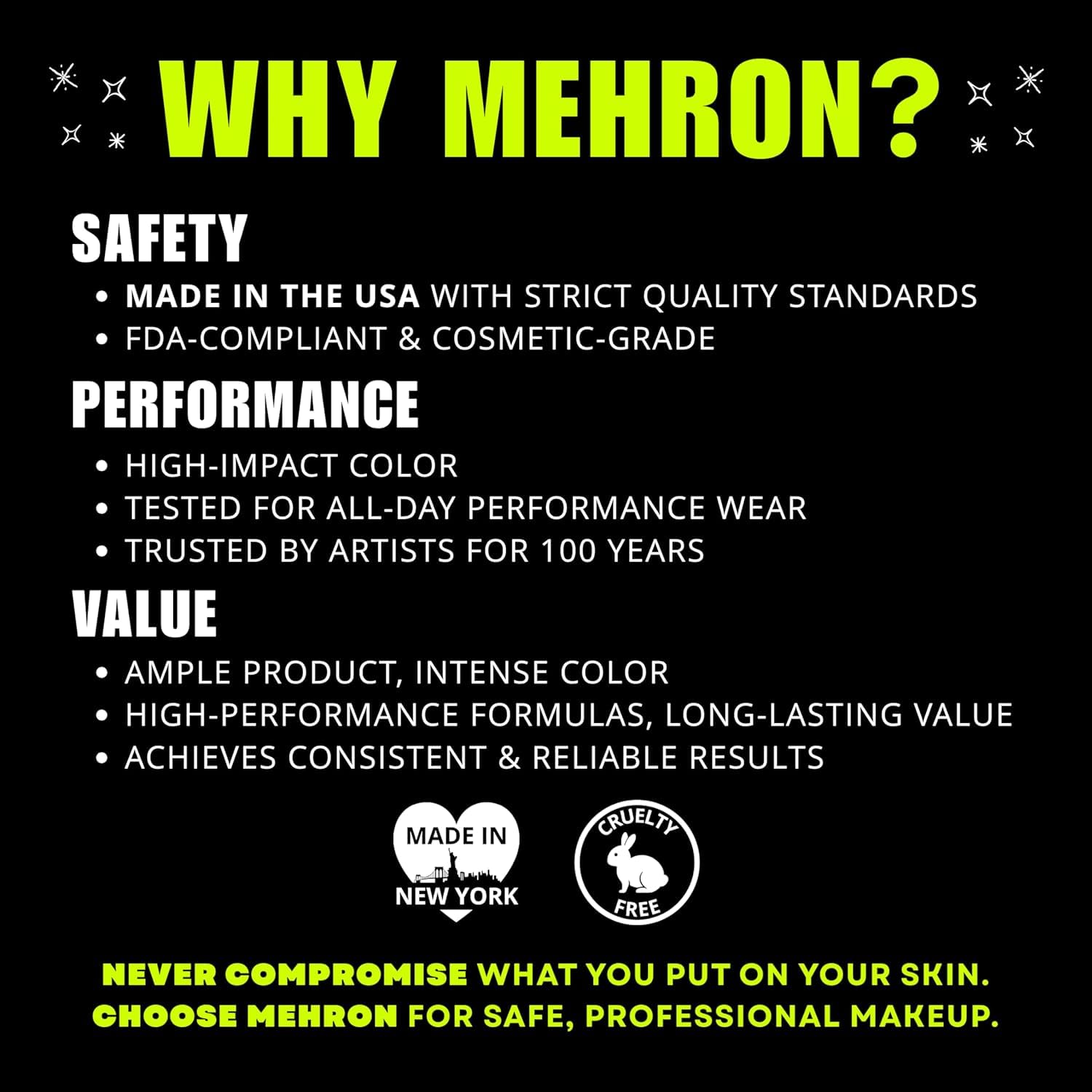 Mehron Makeup bote abierto mostrando polvo listo para aplicación rápida