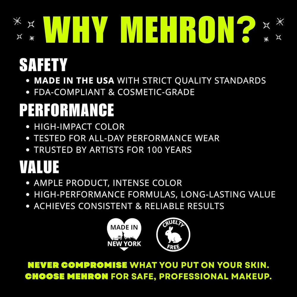 Mehron Makeup bote abierto mostrando polvo listo para aplicación rápida
