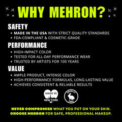 Mehron Makeup bote abierto mostrando polvo listo para aplicación rápida