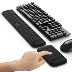 MEKASS vista frontal del set reposamuñecas con diseño compacto y ergonomía