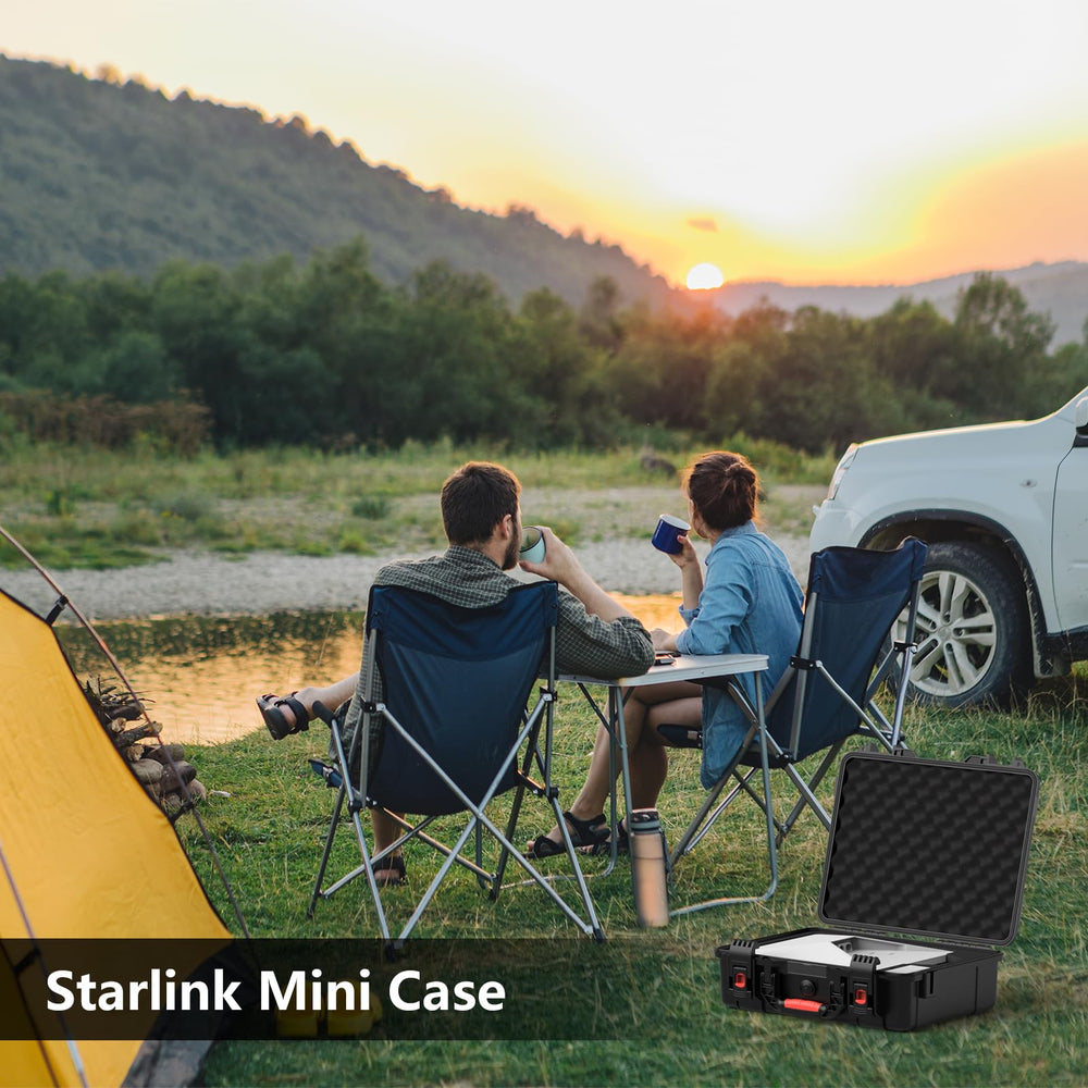MEKEET en uso en camping con Starlink Mini montado y listo para conectar