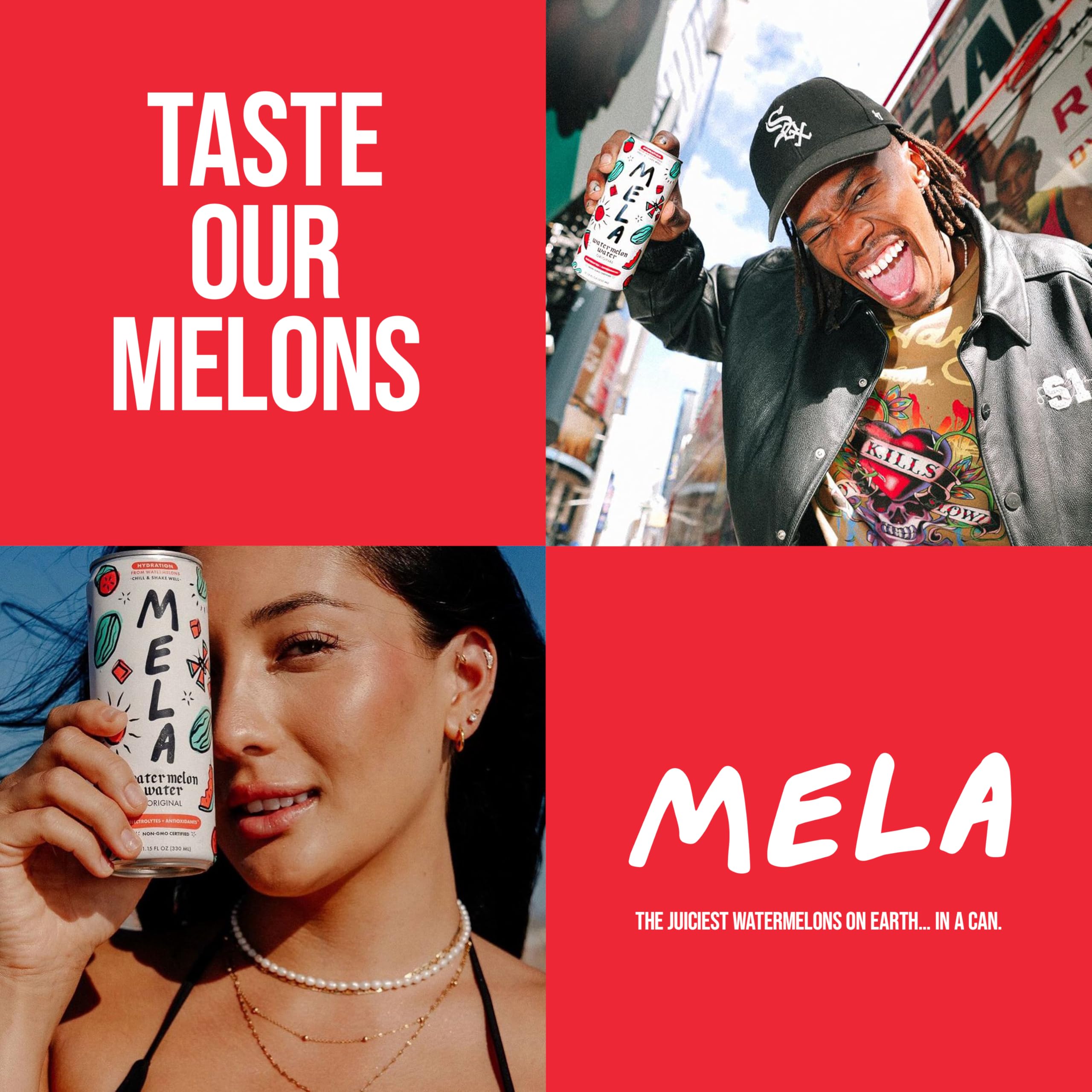 Mela Water can in outdoor setting conveying portable hydration and active lifestyle