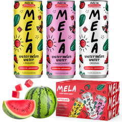 Mela Water mostrando la lata frontal y diseño atractivo para identificar el producto