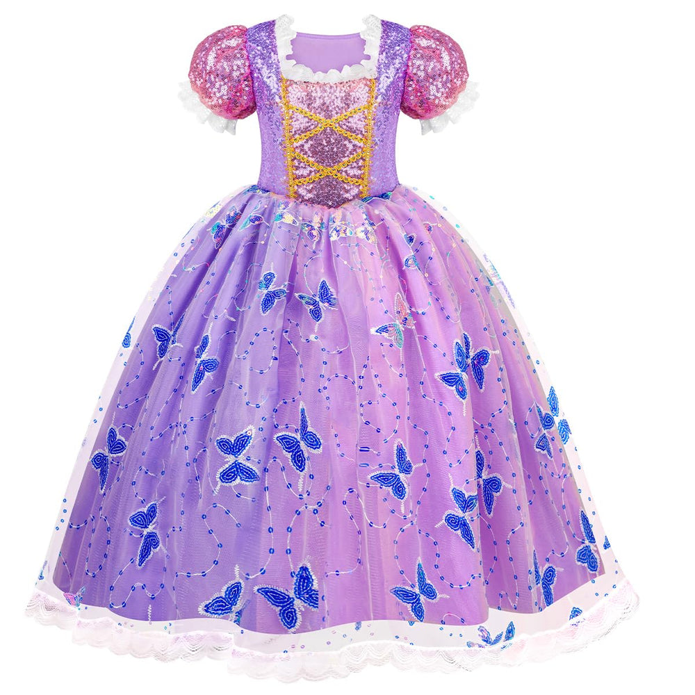 Meland child wearing dress showing size and realistic fit guidance