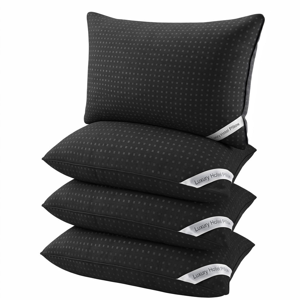 Melising pack frontal de 4 almohadas negras, aspecto hotelero y comodidad