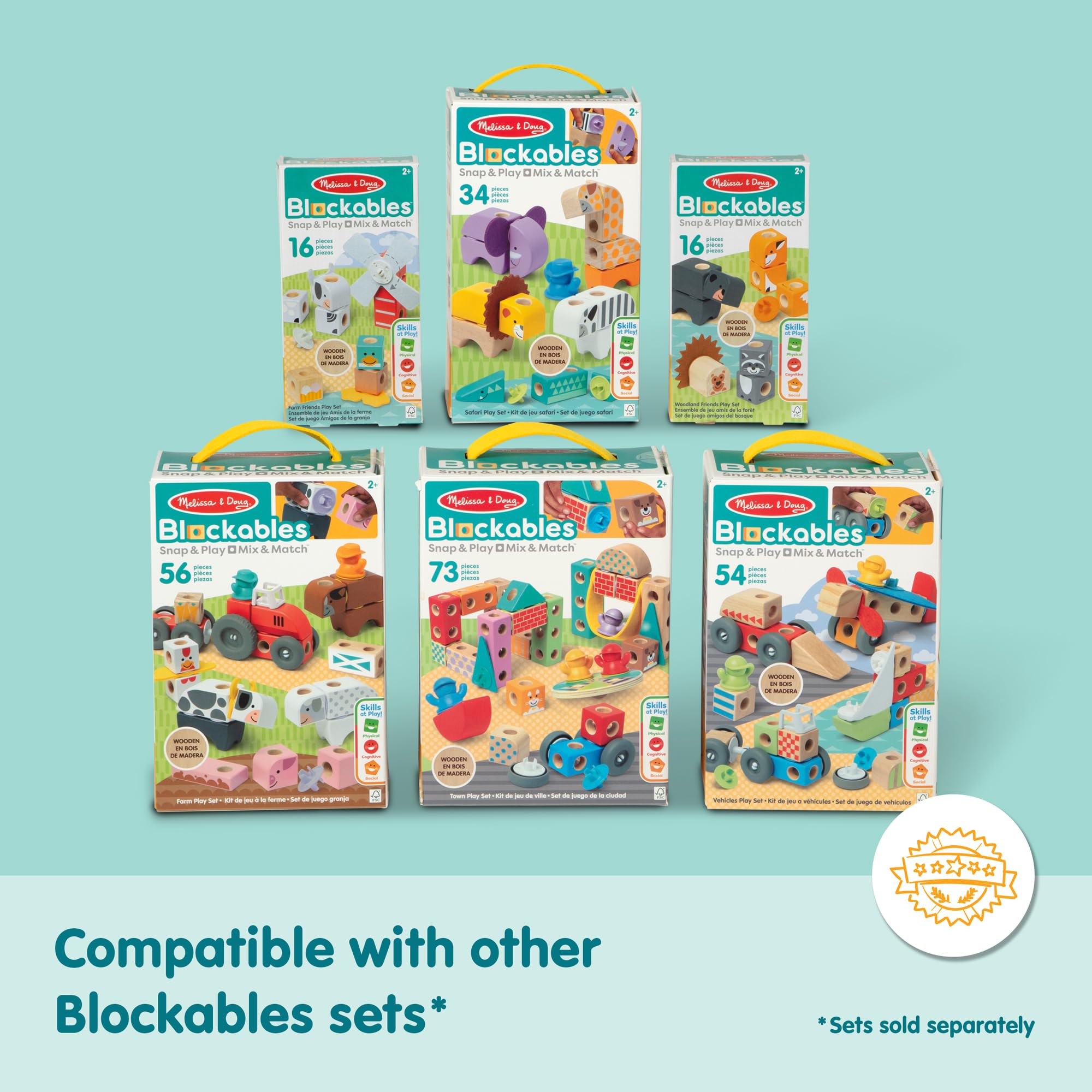 Melissa & Doug comparación de tamaño con mano para referencia