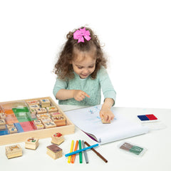 Melissa & Doug almohadillas de tinta bicolor roja/azul y verde/marrón para estampado seguro