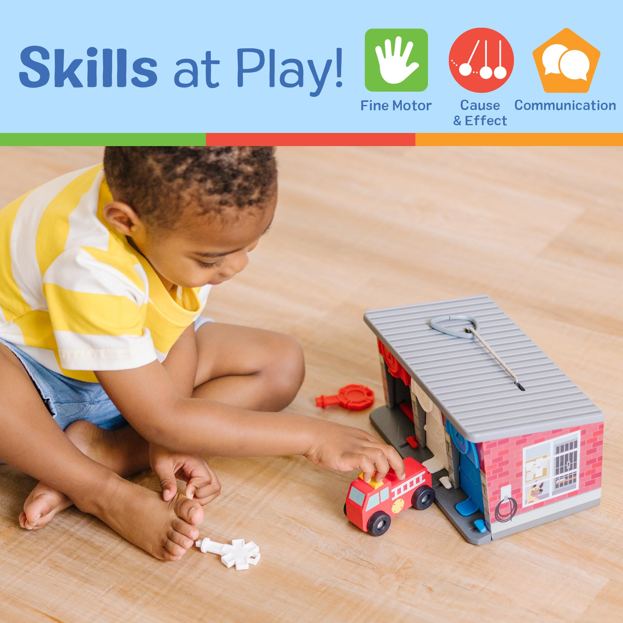 Melissa & Doug ambulancia de madera en primer plano, durable y segura