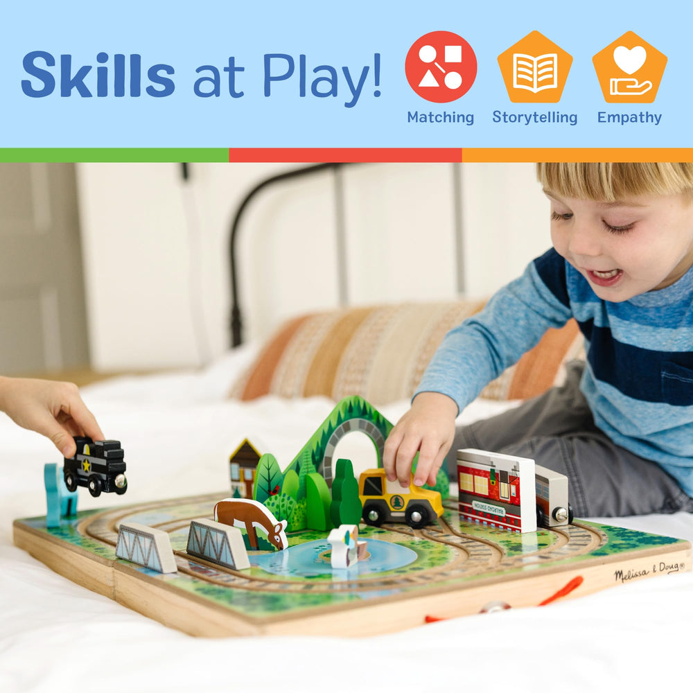 Melissa & Doug animal and accessory pieces arranged for creative play benefits