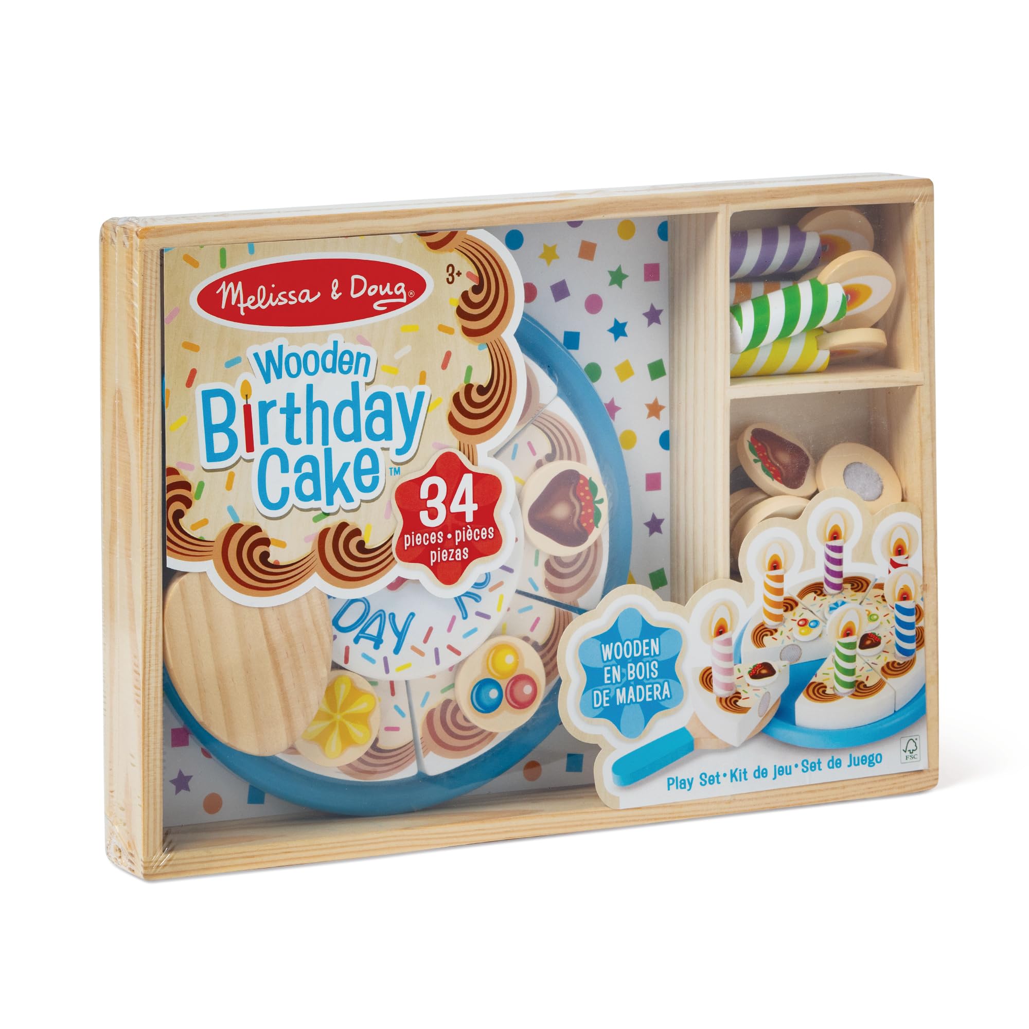 Melissa & Doug product label and safety info showing solid construction and caregiver confidence