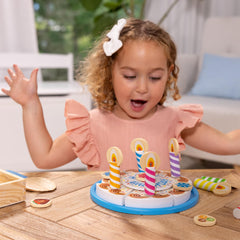 Melissa & Doug six cake slices arranged showing assemble-and-slice play benefits fine motor skills