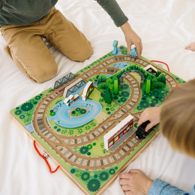 Melissa & Doug child playing with set illustrating independent imaginative play