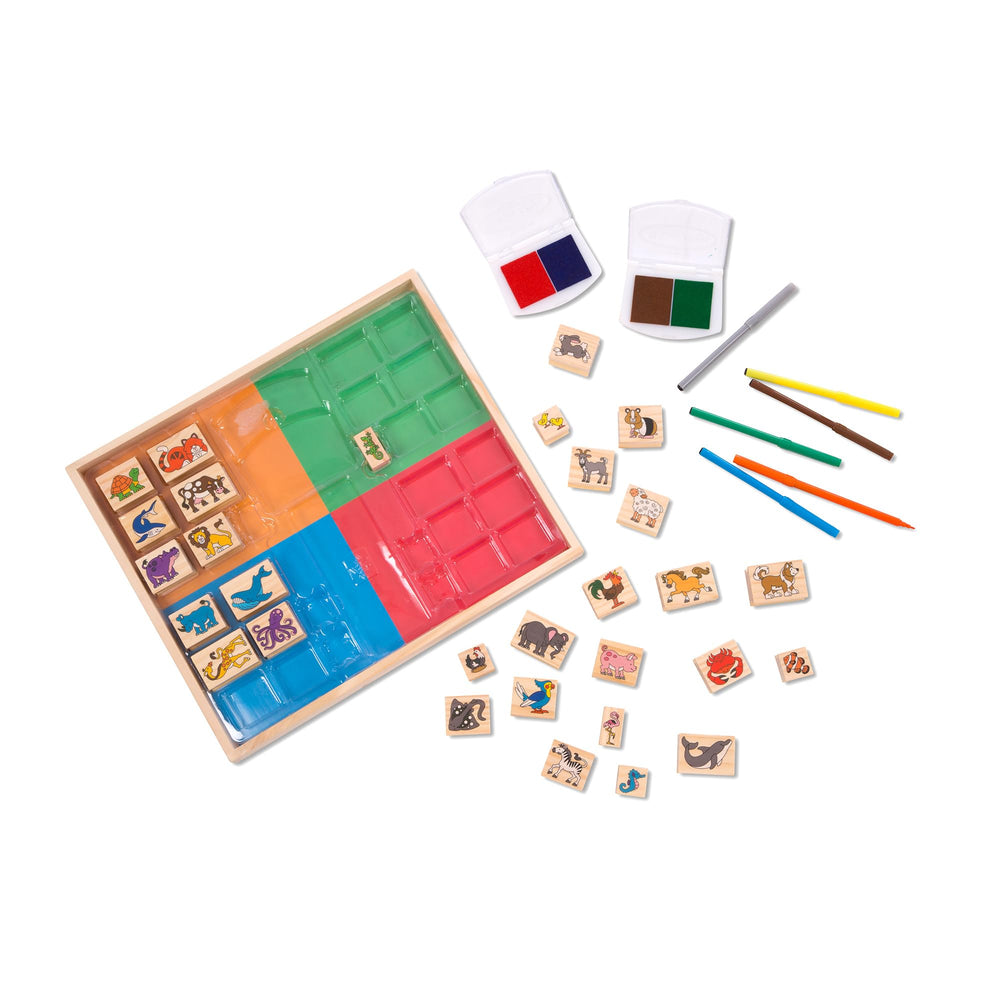 Melissa & Doug etiquetas de los sellos y diseños variados que facilitan la elección