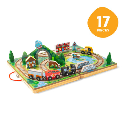 Melissa & Doug carrying handle and interior storage for tidy transport
