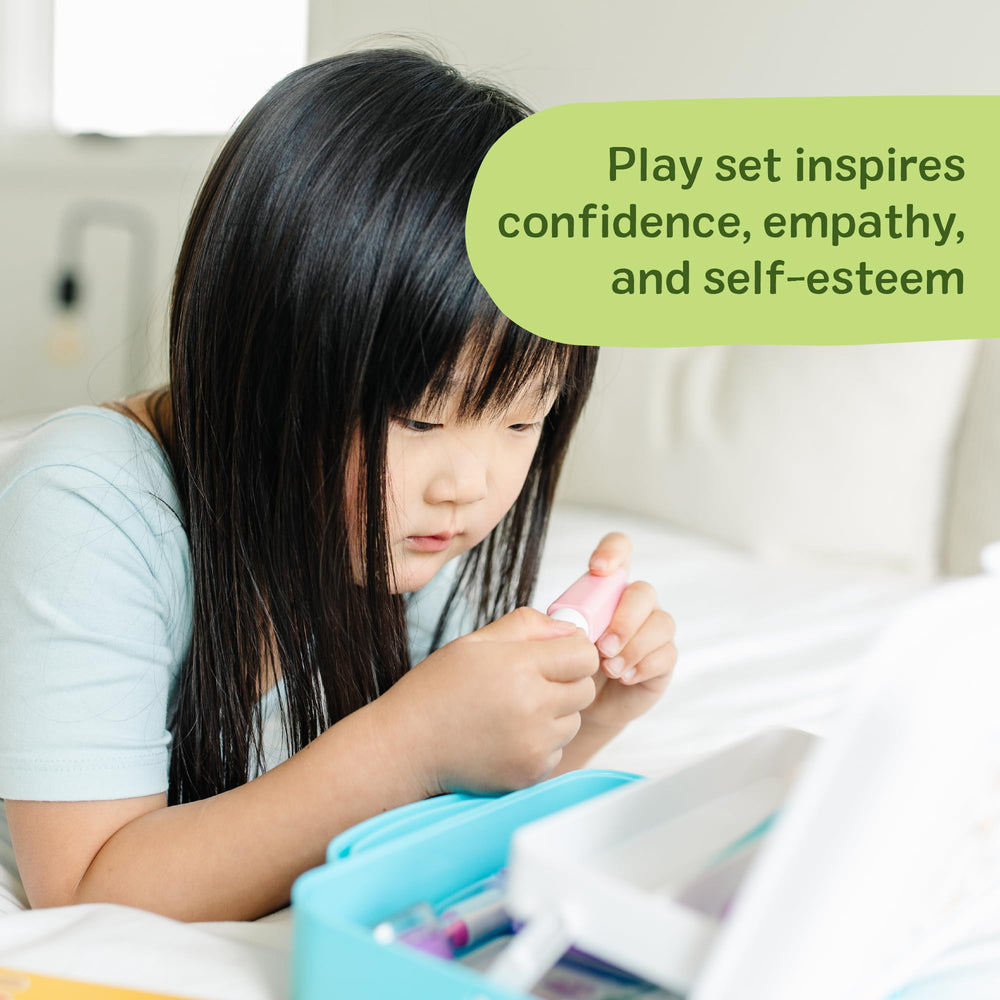 Melissa & Doug compacts with glitter detail emphasizing tactile pretend textures