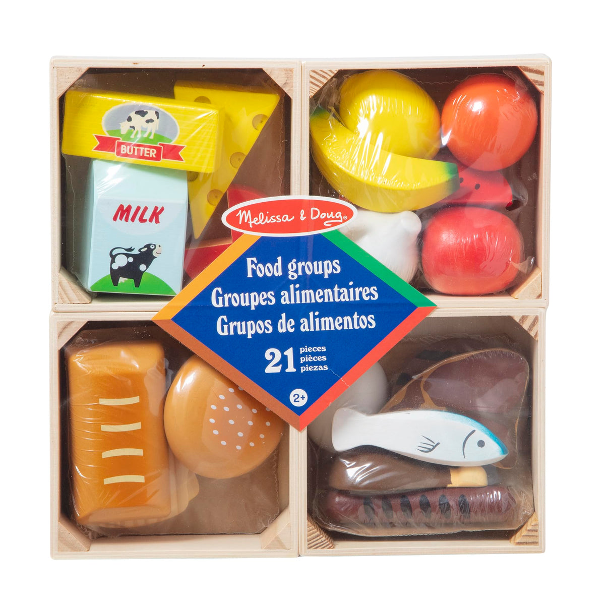 Melissa & Doug vista frontal del set de 21 piezas para juego y aprendizaje